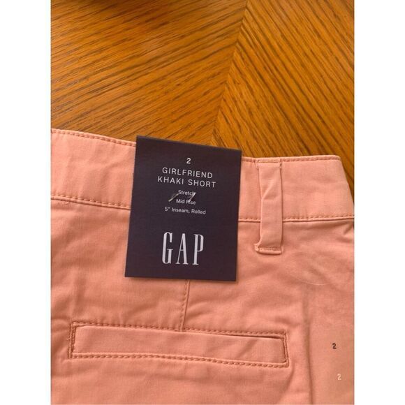 NWT GAP Girlfriend Coral Salmon Chino Shorts - Picture 4 of 8